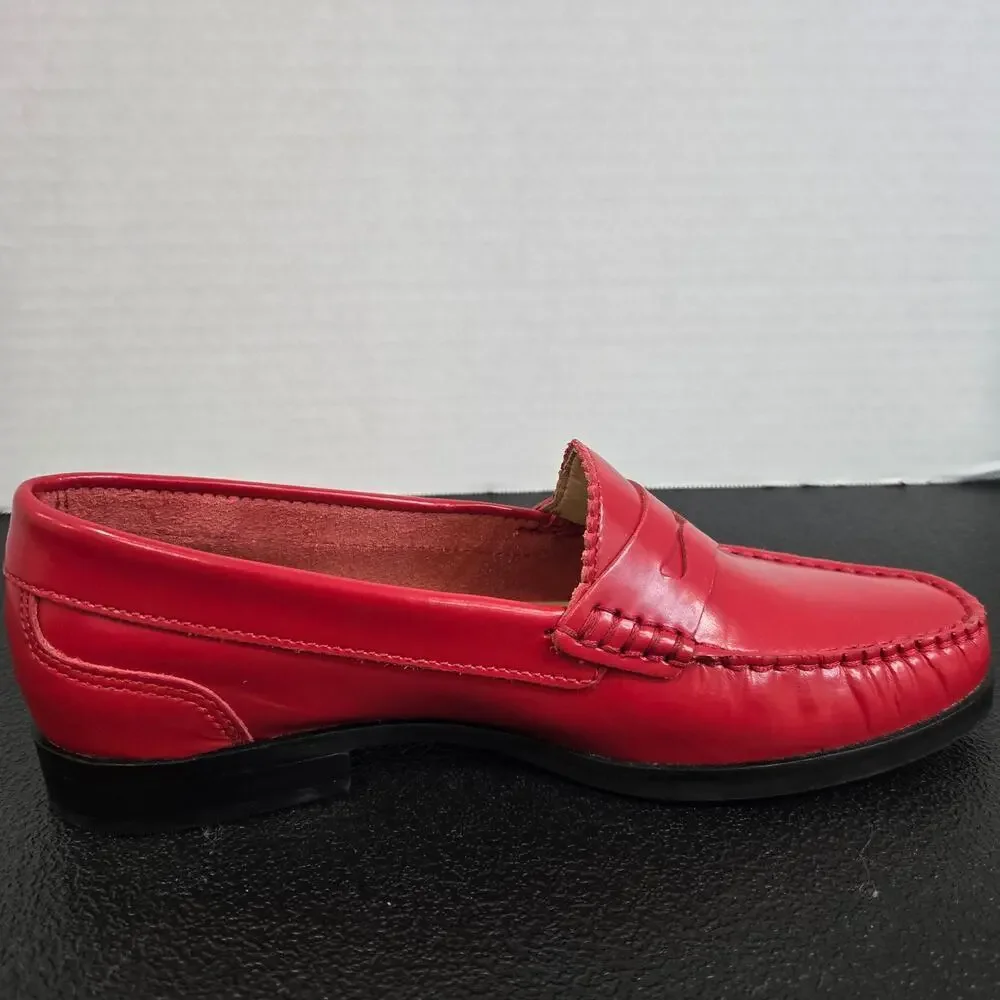 Red Women’s Penny Loafers - Classic Slip-On Flats